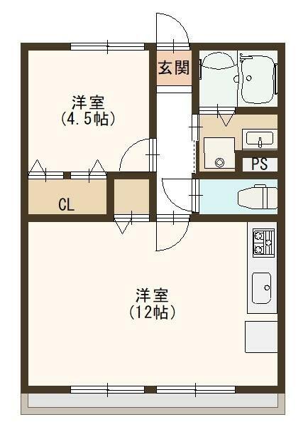 シティハイムジュエリーA(1LDK/2階)の間取り写真