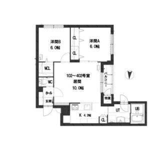 グランメール シャルム山鼻17(2LDK/3階)の間取り写真