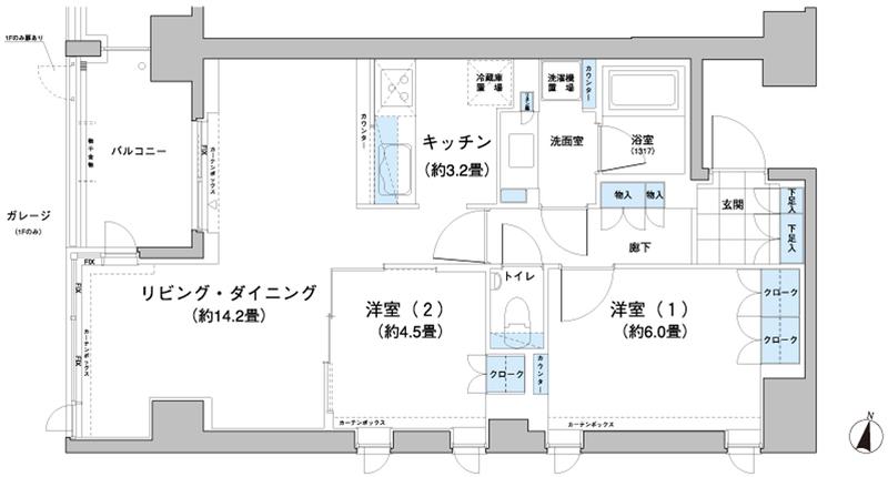 ガーデニエール砧レジデンス(2LDK/9階)の間取り写真