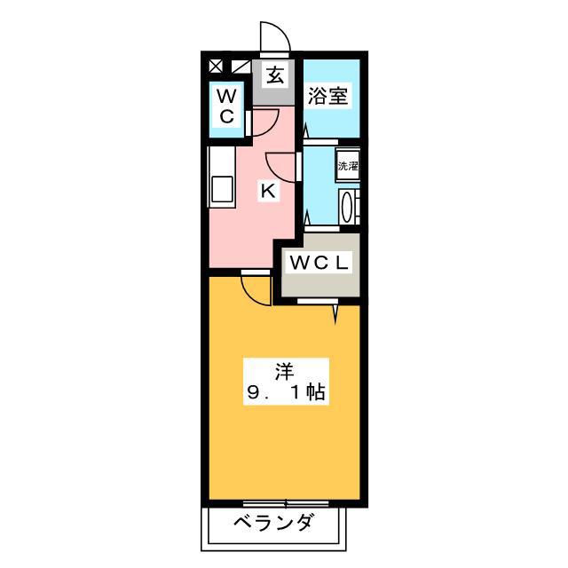ウィンI(1K/2階)の間取り写真