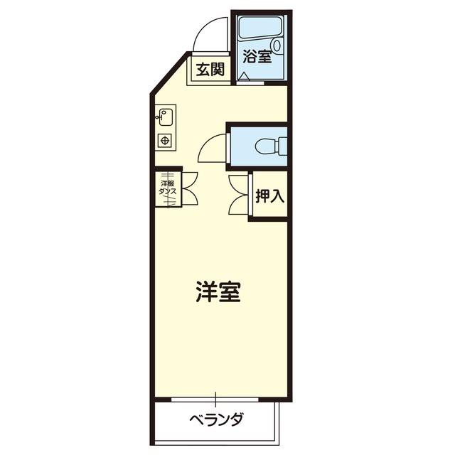 アレグリア黒髪(1K/2階)の間取り写真