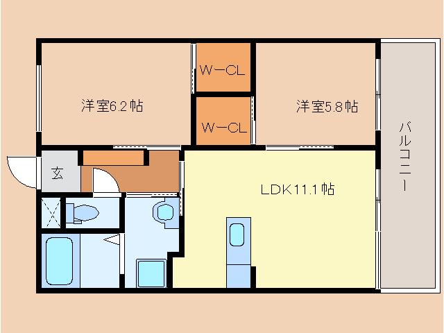 アルテマイスター谷川(2LDK/5階)の間取り写真