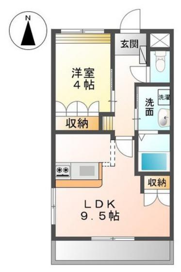 オリエンタルコート(1LDK/1階)の間取り写真
