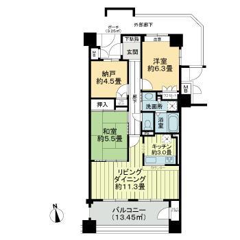 サーパス今泉第2(2SLDK/3階)の間取り写真