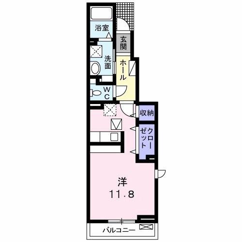 ジョニーノース(ワンルーム/1階)の間取り写真
