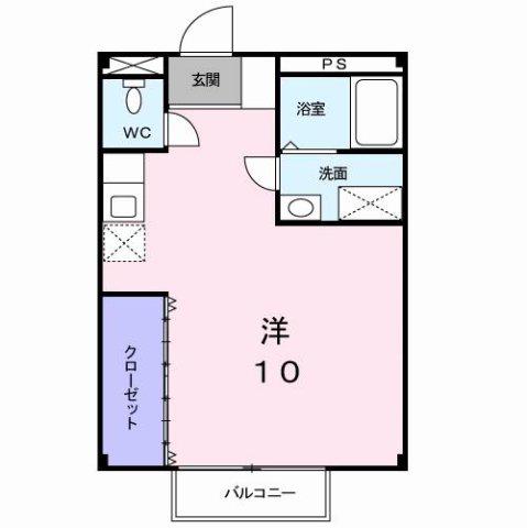 あんてぃーく(ワンルーム/2階)の間取り写真