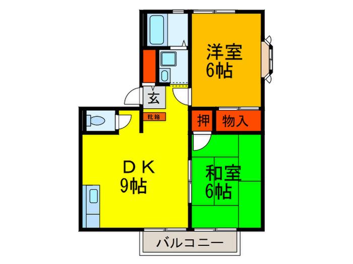 サンライフAOKI II(2DK/2階)の間取り写真