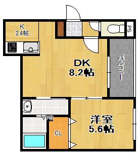 ラ・エスペランス朝日町(1LDK/3階)の間取り写真