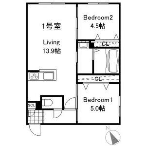 プレスタ麻生町7丁目MS(2LDK/1階)の間取り写真