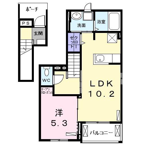ブリッサ港西 I (1LDK/2階)の間取り写真