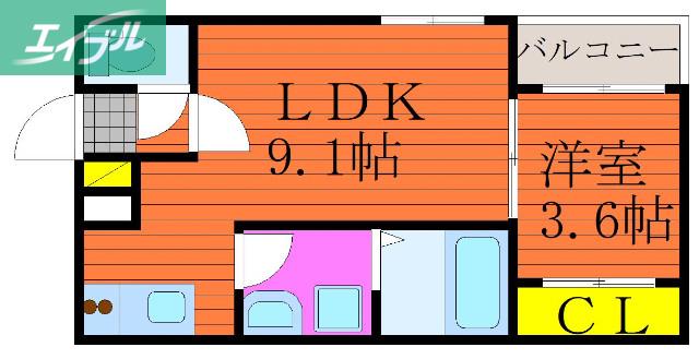 REGALEST 青江(1LDK/1階)の間取り写真