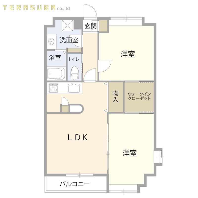 フォンターナ碩田(2LDK/1階)の間取り写真
