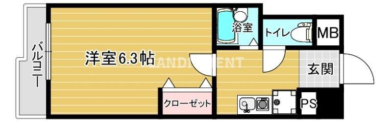 マンション花房(1K/3階)の間取り写真
