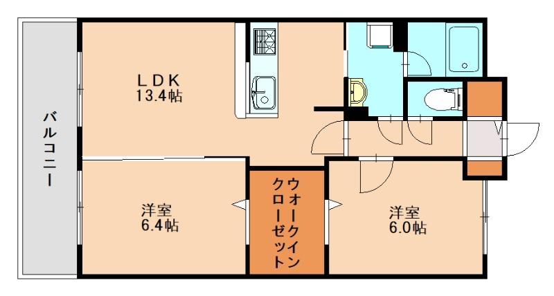 アルカンシェル(2LDK/3階)の間取り写真