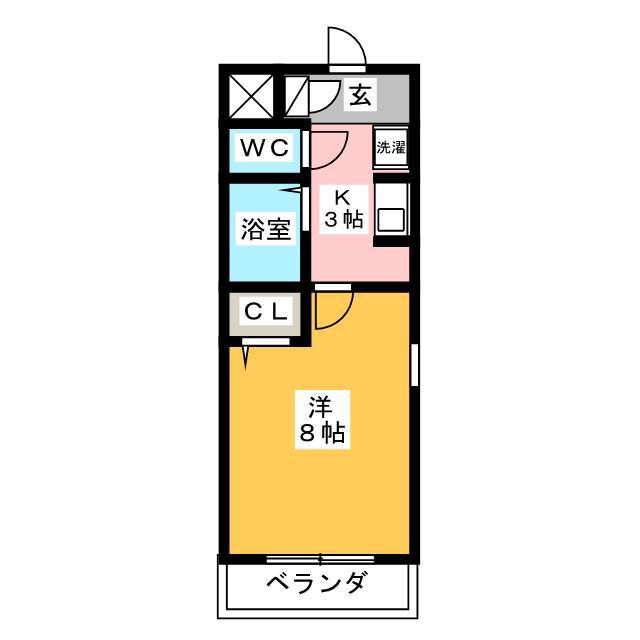 クレアール虹ヶ丘(1K/3階)の間取り写真