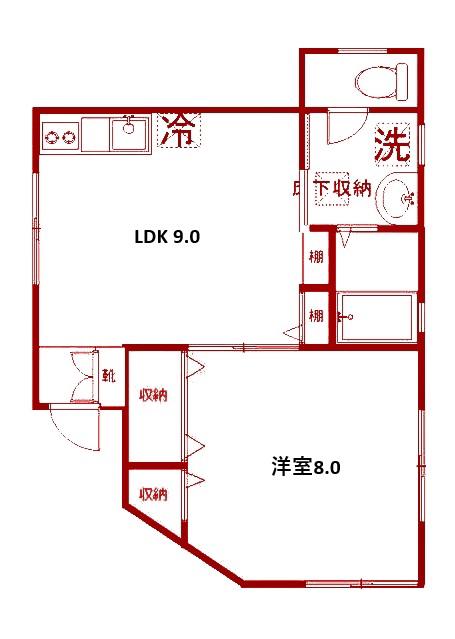 ヴィラ神奈川(1LDK/1階)の間取り写真