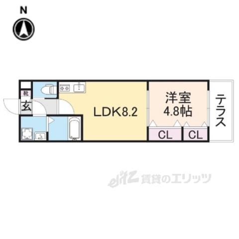 ジーメゾン向島シェルール(1LDK/1階)の間取り写真