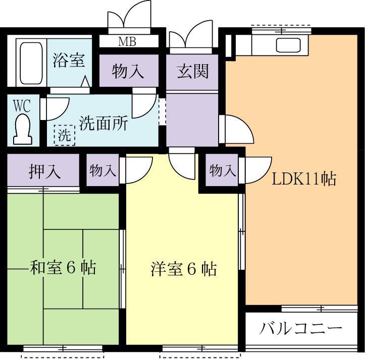 グランドメゾン成島(2LDK/2階)の間取り写真