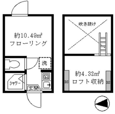 ティ・アーモフラワー(ワンルーム/1階)の間取り写真