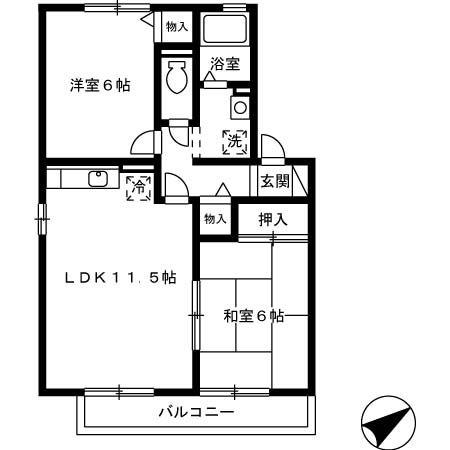 ベルメゾン333(2LDK/2階)の間取り写真