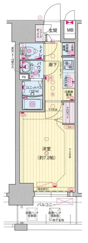 プレサンス大国町ラヴェニール(1K/7階)の間取り写真