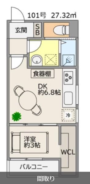 TRIOVE JR久留米アクシス(1DK/1階)の間取り写真
