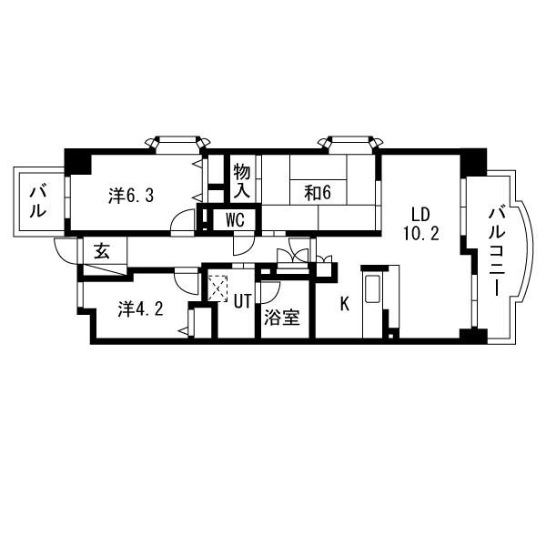 ザ・ミレニアムレジデンス(3LDK/3階)の間取り写真