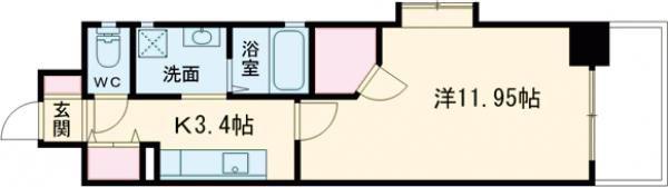 ロアール松川町(1K/6階)の間取り写真