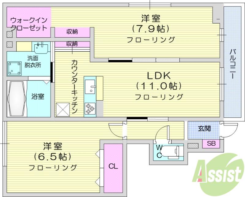 KT名取市手倉田 DーROOM工事(2LDK/1階)の間取り写真