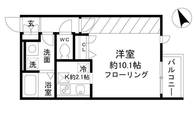 リラ下北沢(1K/3階)の間取り写真
