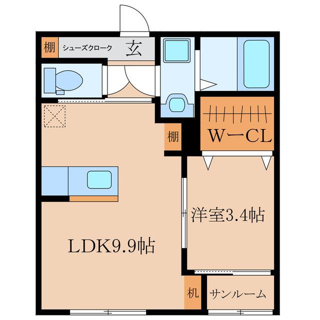 ソレアードエスペランサ(1LDK/1階)の間取り写真
