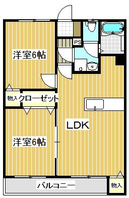 第三岩崎ビル(2LDK/2階)の間取り写真