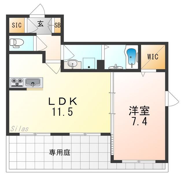 メゾン輝(1LDK/1階)の間取り写真