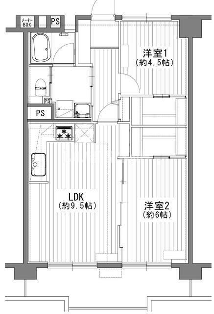 綾瀬共同ビル(2LDK/5階)の間取り写真