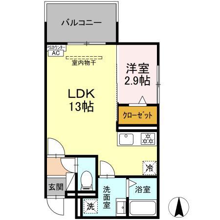 D-HILLS野口(1LDK/3階)の間取り写真
