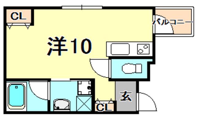 マテリアル段上(ワンルーム/2階)の間取り写真