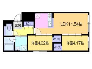 菊水5-1MS(2LDK/3階)の間取り写真