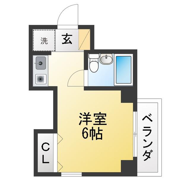 グランディオスユー(ワンルーム/2階)の間取り写真