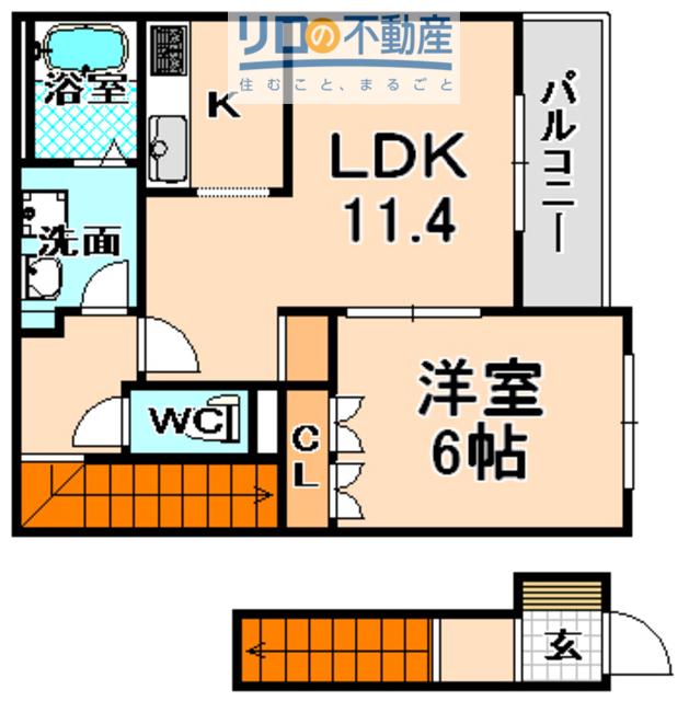 フォンテ(1LDK/2階)の間取り写真