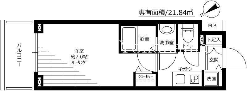 グランドガーラ横濱山下町(1K/5階)の間取り写真