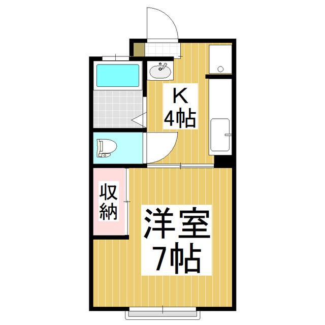 ドミール B(1K/2階)の間取り写真