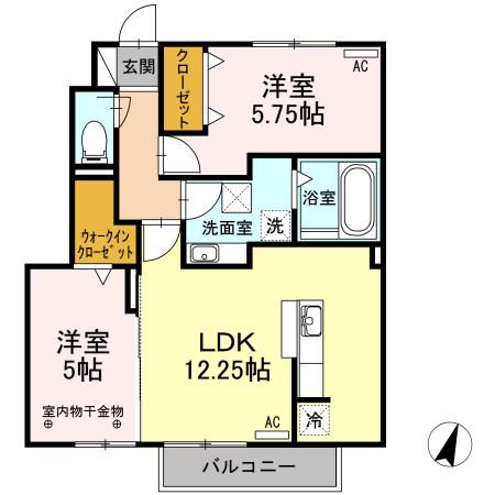 ドルチェヴィータ II棟(2LDK/1階)の間取り写真