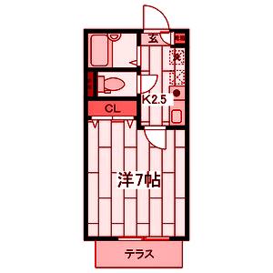 ベル・ヴェール(1K/1階)の間取り写真