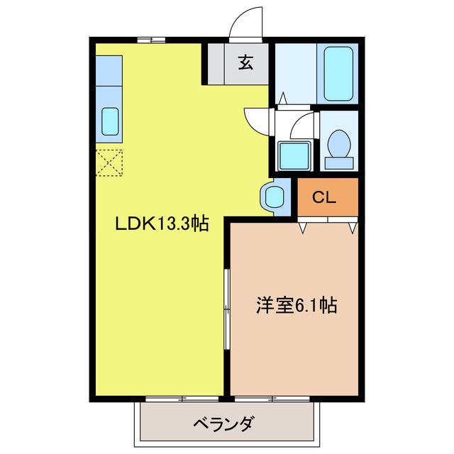 フローラA(1LDK/2階)の間取り写真