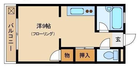 KYハイツ(ワンルーム/1階)の間取り写真