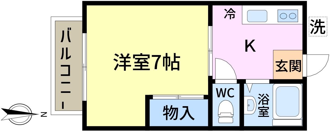 ハイツ藤(1K/2階)の間取り写真