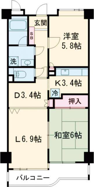 ウィンベルコーラス前橋第一(2LDK/4階)の間取り写真