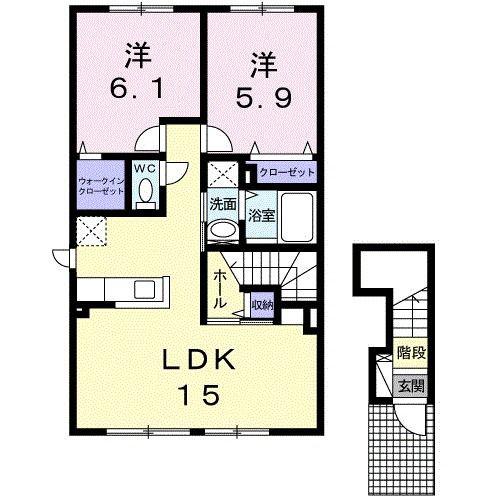 Fメゾン(2LDK/2階)の間取り写真
