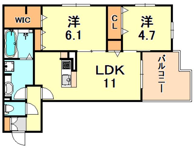 ラ コンフィアンス神戸(2LDK/2階)の間取り写真