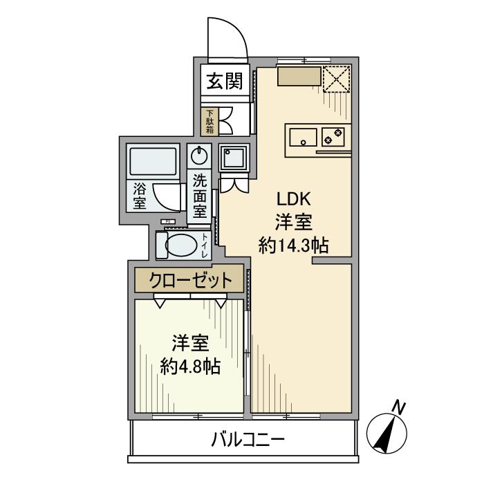 ワールドパレス学芸大学(1LDK/4階)の間取り写真